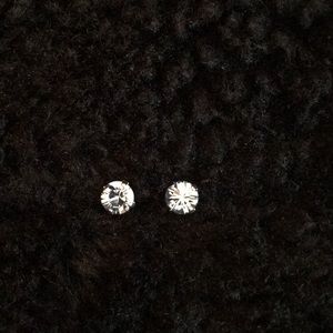Sabika rhodium plated light blue crystal stud